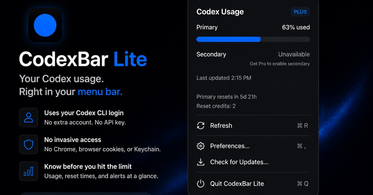 CodexBar Lite screenshot